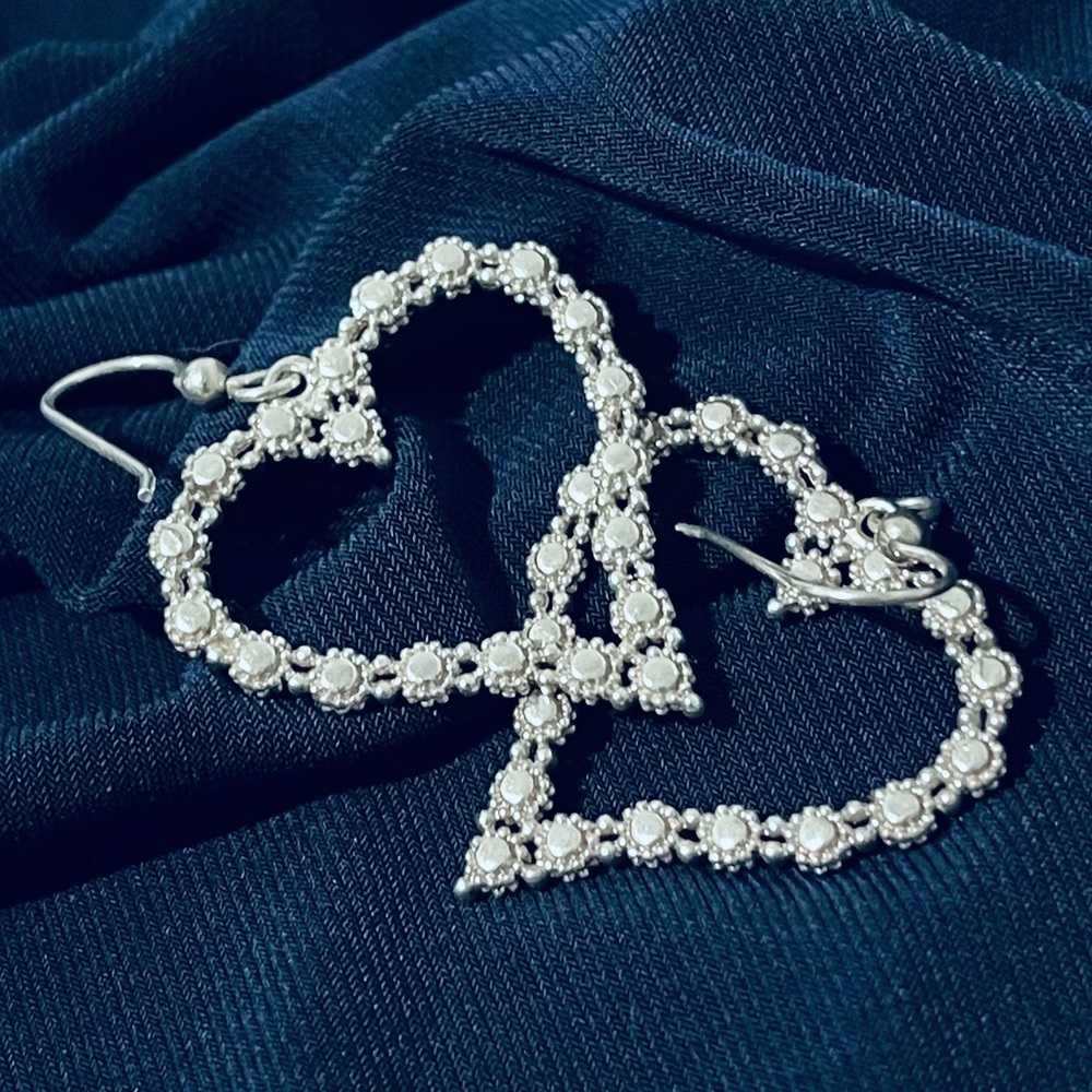 Brighton Silver and Crystal Heart Earrings
